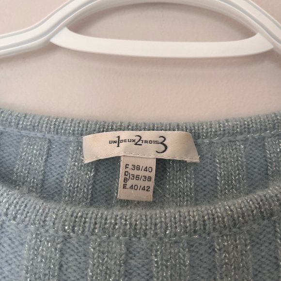 Un Deux Trois, size 36/38, blue, wool, angora, sweater, half sleeves - Picture 13 of 14
